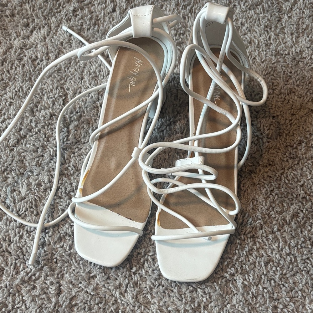 Nasty Gal Elegant White Strappy Heels